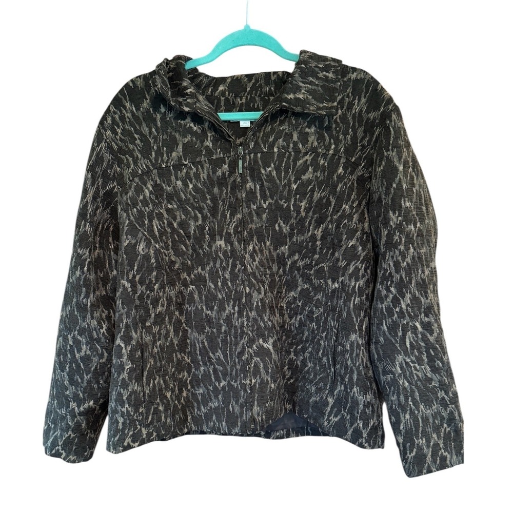 Erin by Erin London Womens 2X Brown Abstract Textured Full‎ Zip Jacket